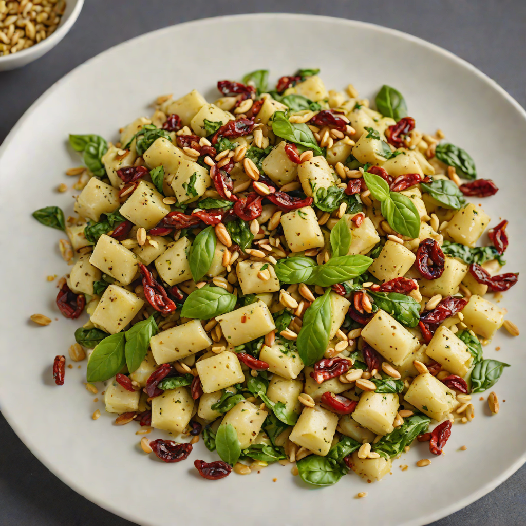 Basil Pesto Gnocchi with Sun-Dried Tomatoes and Toasted Pine Nuts