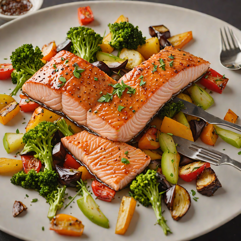 Sheet Pan Bourbon-Glazed Salmon with Roasted Vegetables