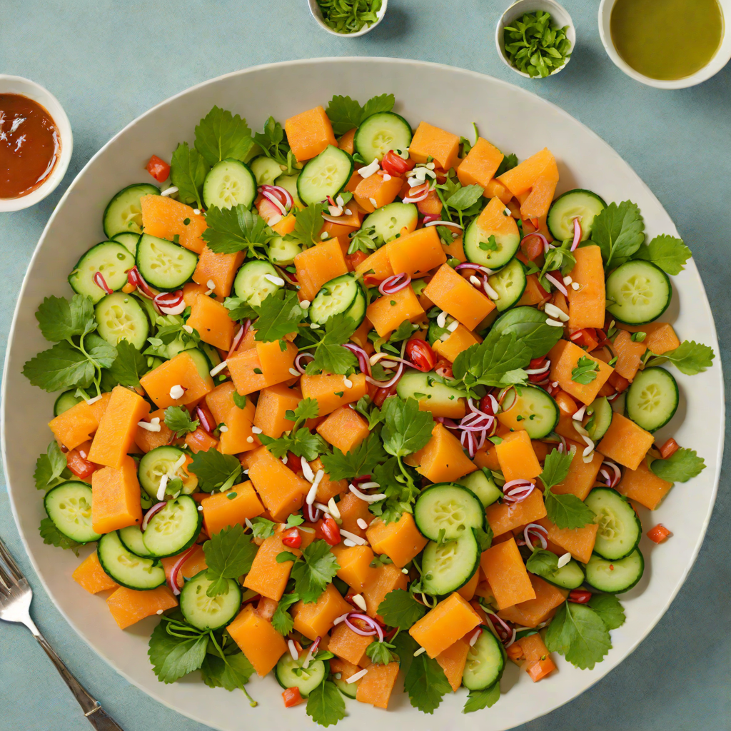 Chilled Papaya and Cucumber Salad with Lime and Chili Dressing