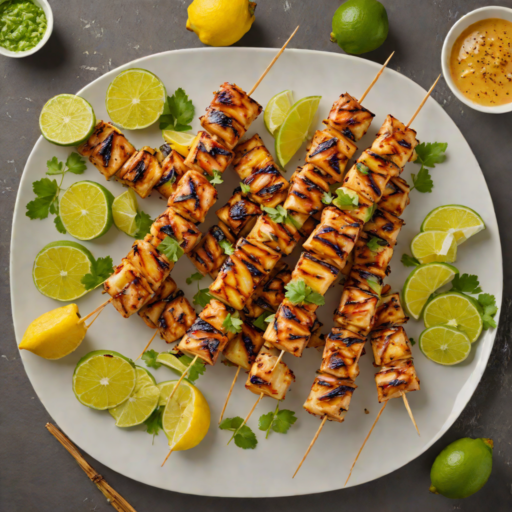 Grilled Lime-Honey Chicken Skewers with Charred Pineapple