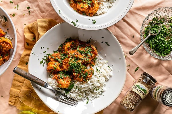Trinidadian Curry Shrimp with Coconut Rice