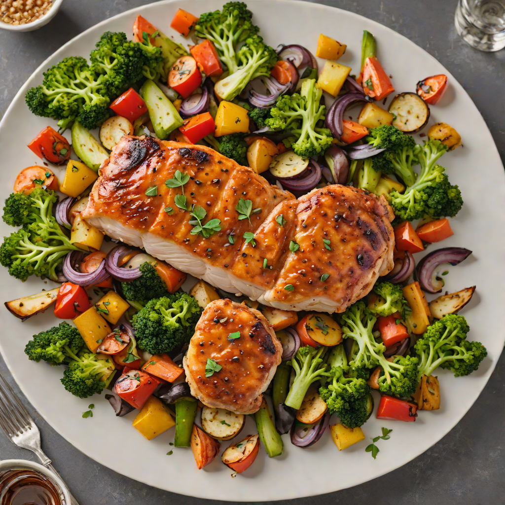 Sheet Pan Bourbon-Glazed Chicken with Roasted Seasonal Vegetables