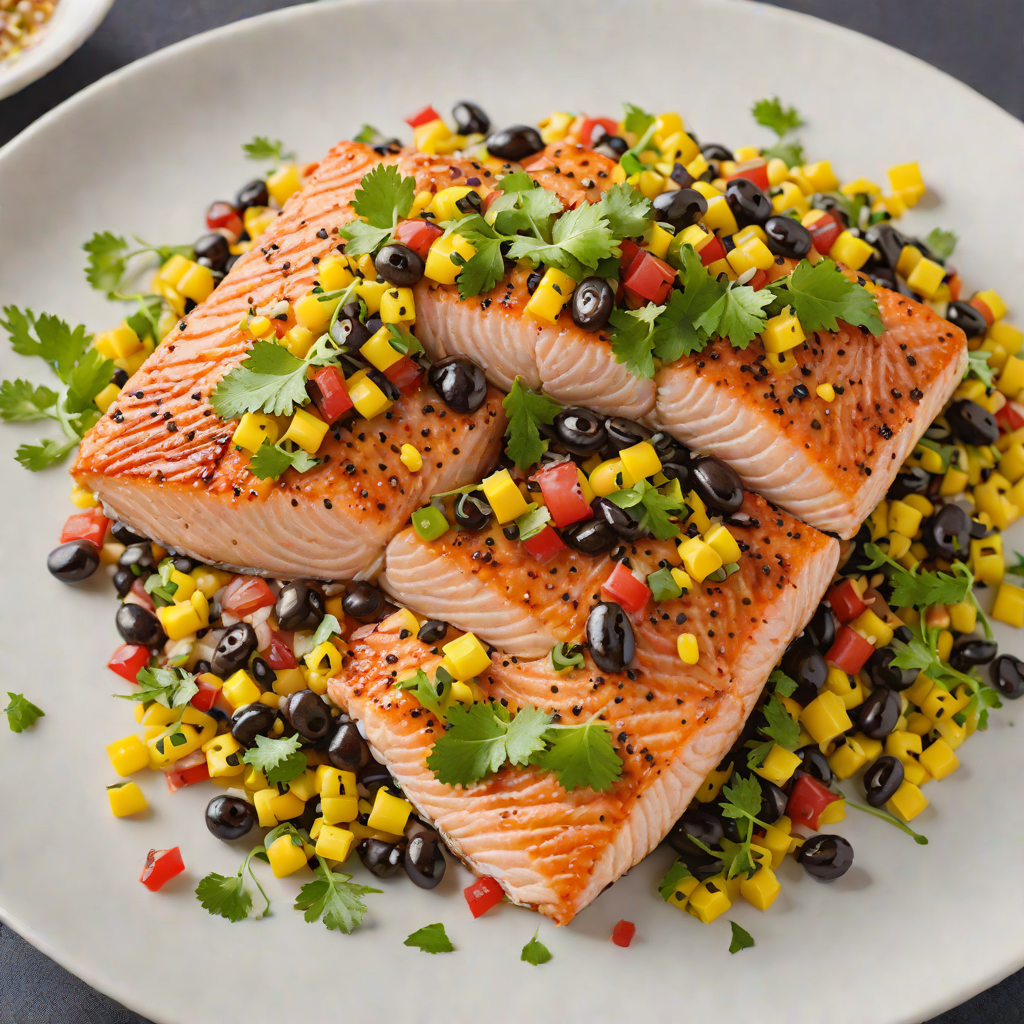 Pan-Seared Salmon with Black Bean and Roasted Corn Salsa