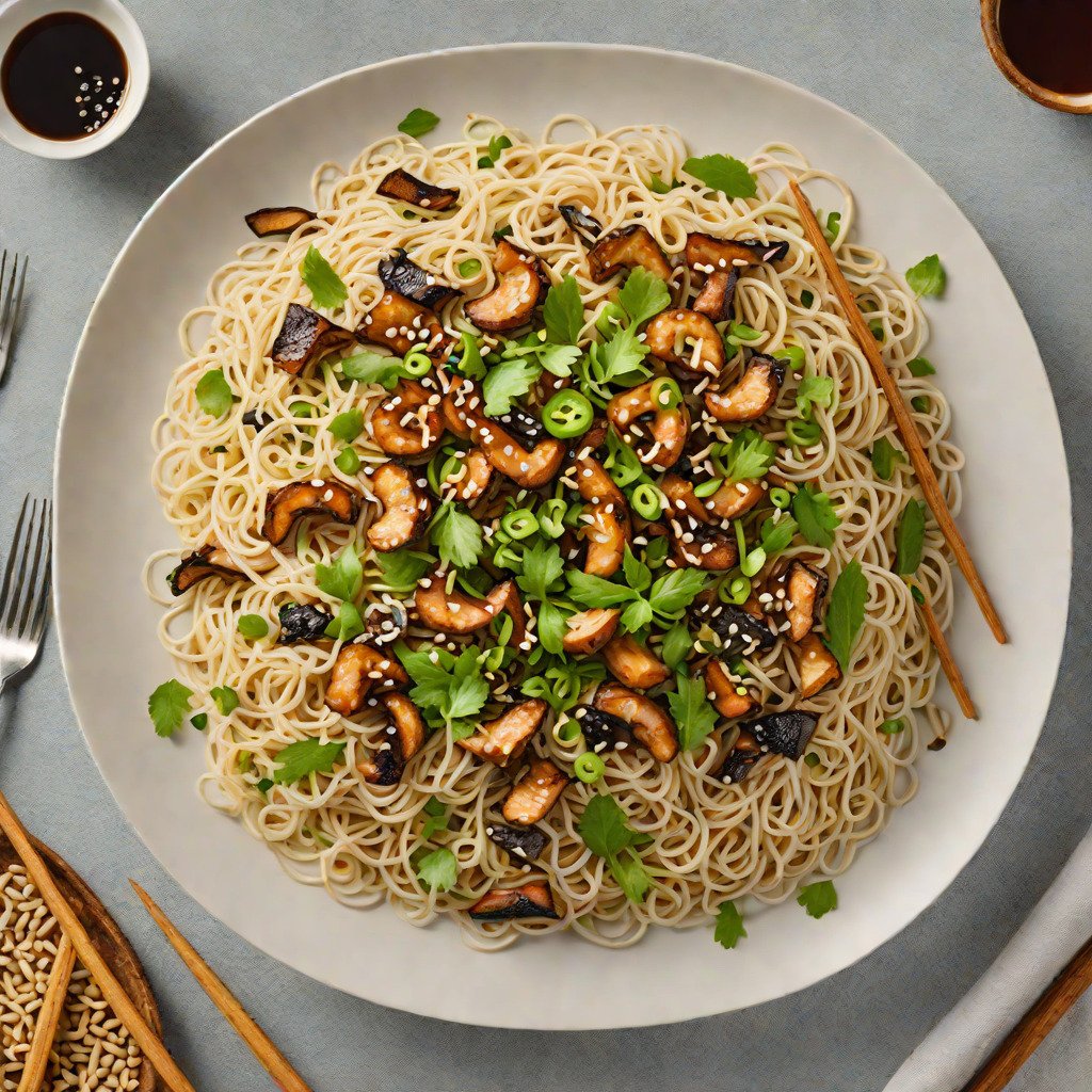 Ginger-Scallion Rice Noodles Stir-Fry with Shiitake Mushrooms