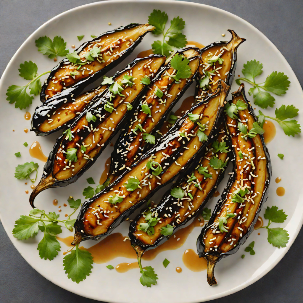 Charred Miso-Glazed Eggplant with Scallion and Sesame Dressing