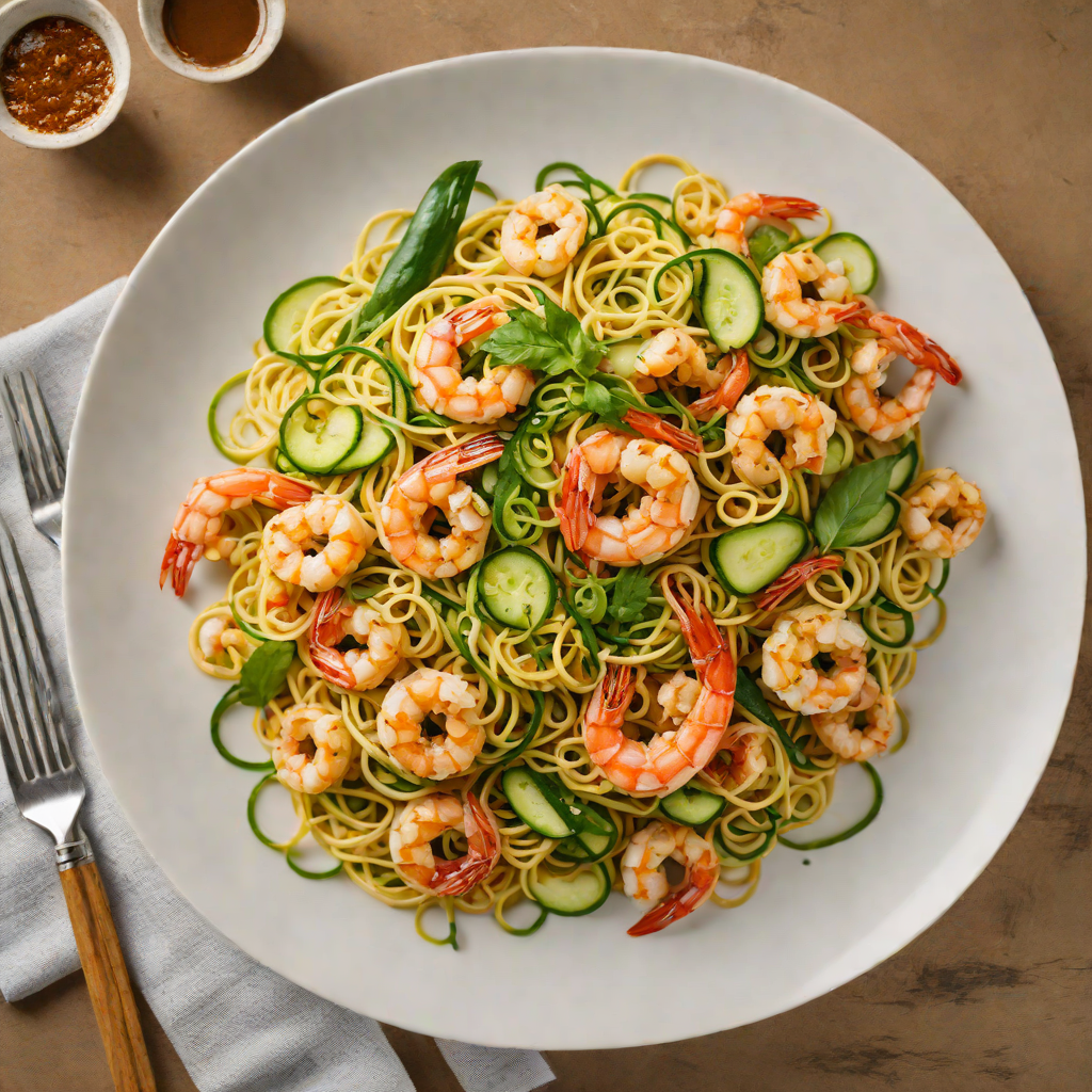 Stir-Fried Shrimp with Zucchini Noodles and Cashew-Free Thai Sauce