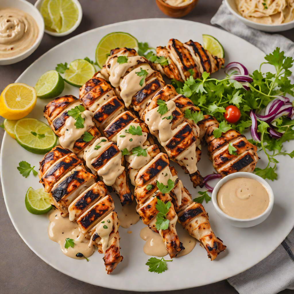 Charcoal-Grilled Shawarma Chicken with Tahini Sauce