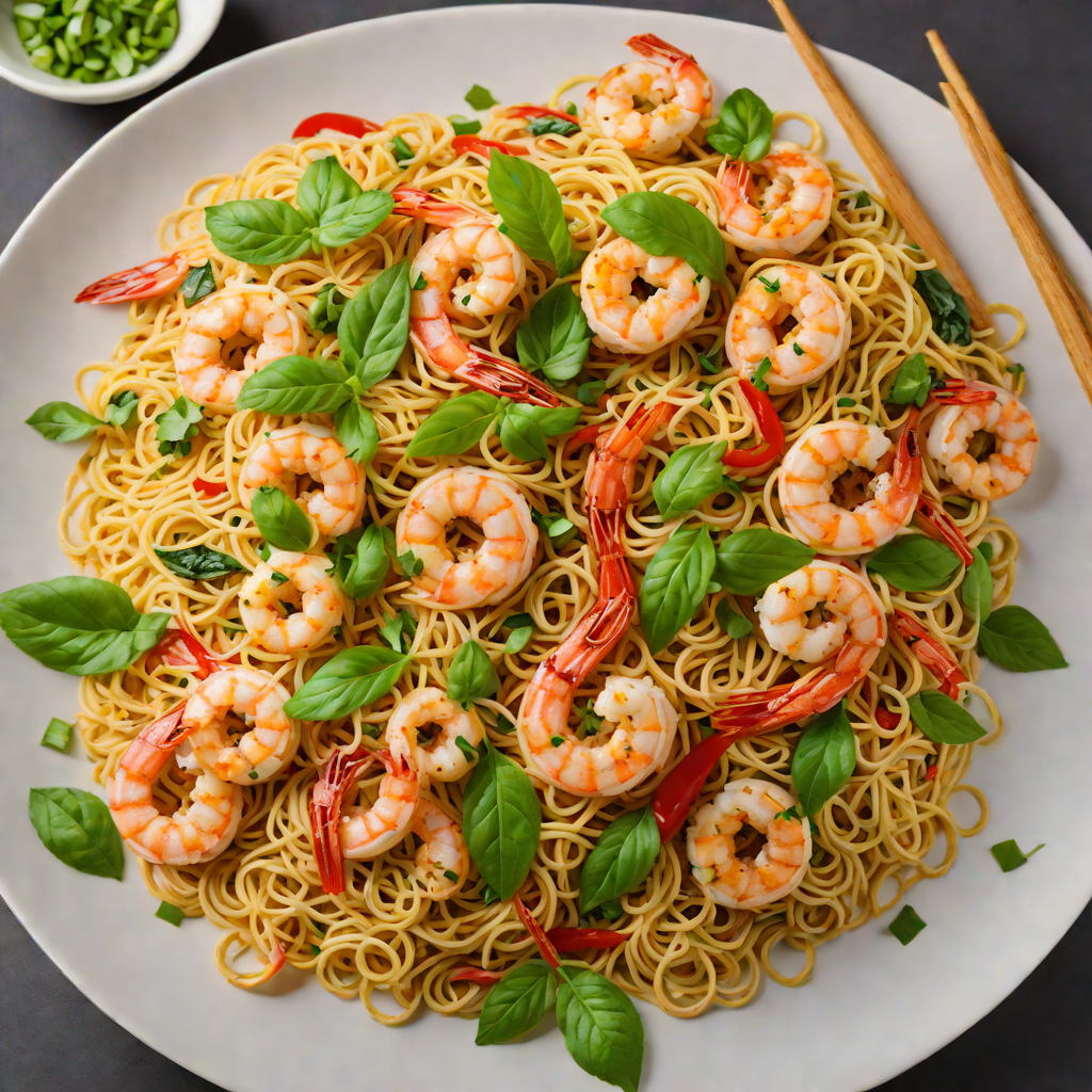 Spicy Thai Stir-Fried Noodles with Shrimp and Basil
