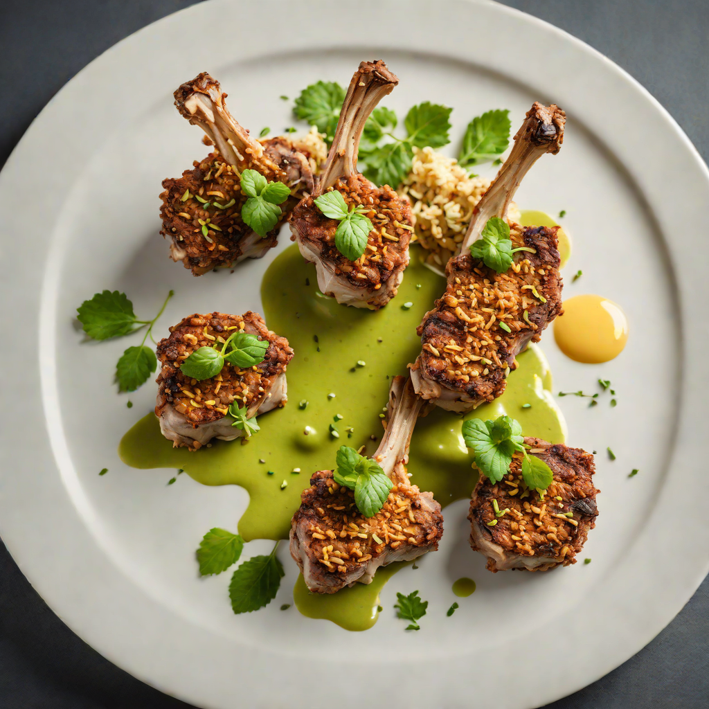 Macadamia-Crusted Lamb Chops with Mint Pea Purée