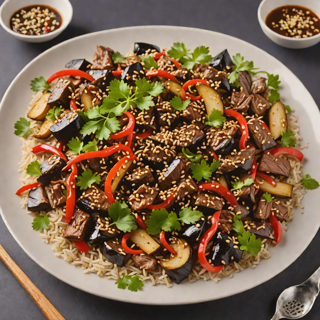 Eggplant and Beef Stir-Fry with Sesame Ginger Sauce