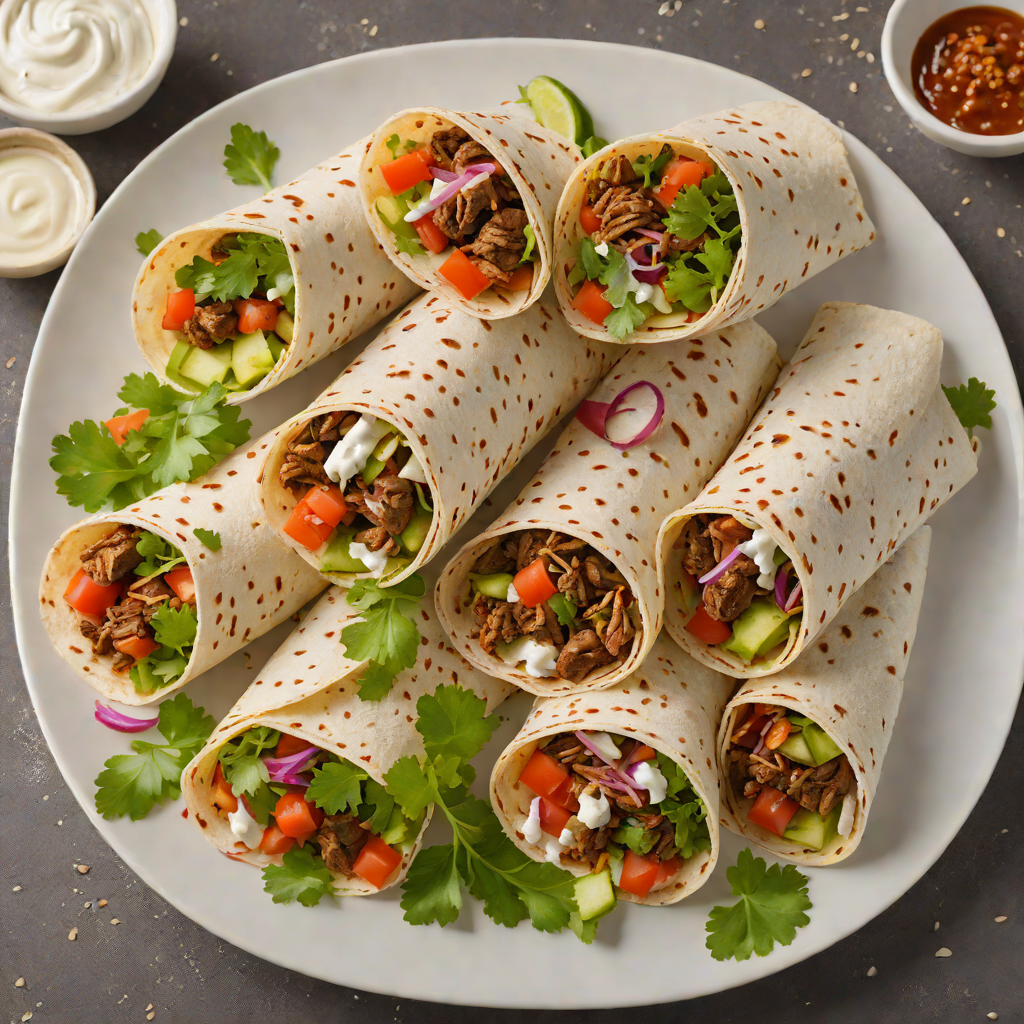 Slow-Roasted Shawarma Beef Wraps with Garlic Yogurt Sauce