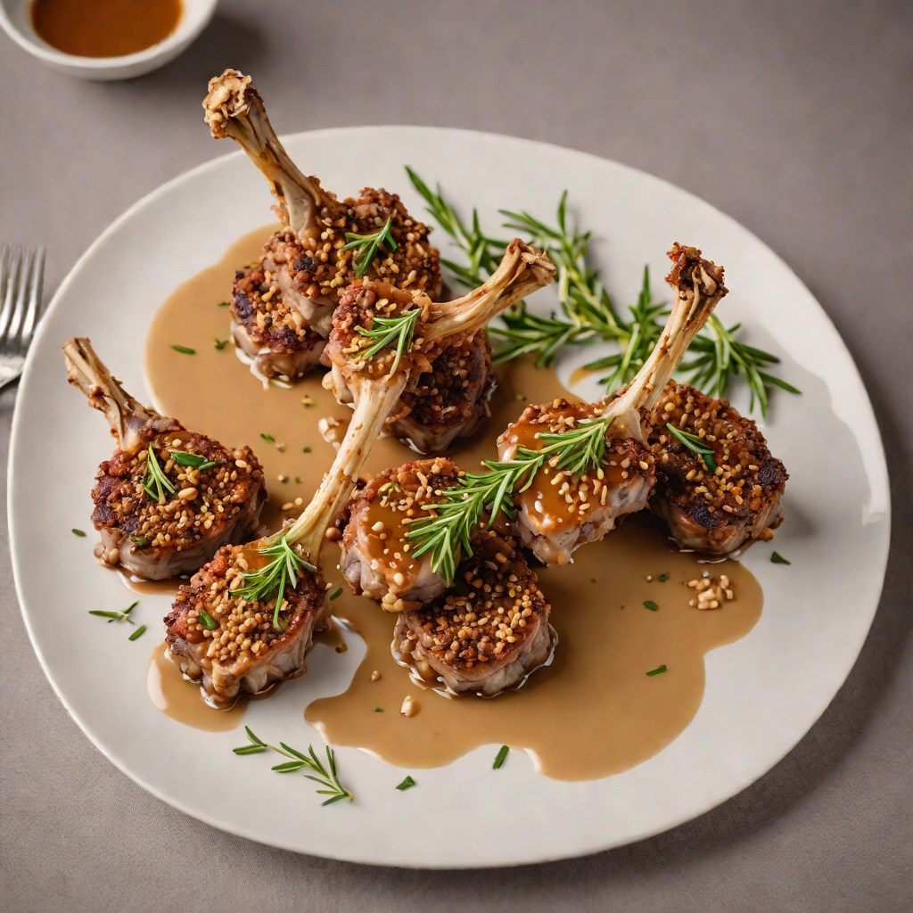Macadamia-Crusted Lamb Chops with Rosemary Garlic Jus