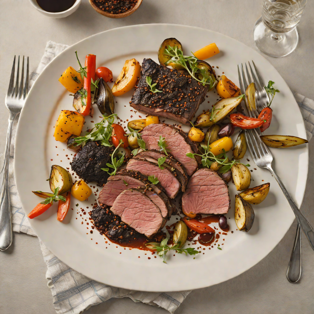 Slow-Roasted Kangaroo with Wattleseed Rub and Roasted Veggies
