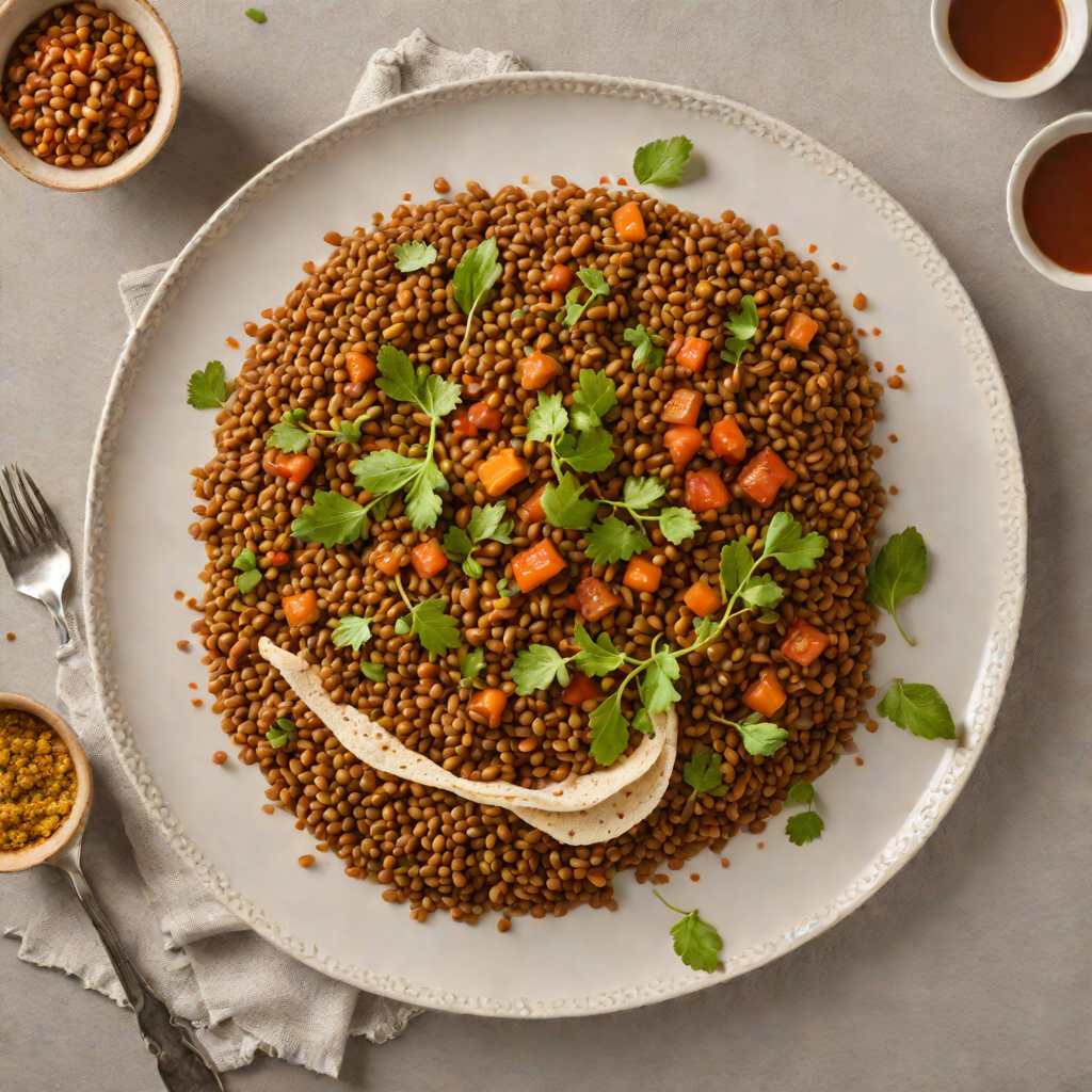 Stewed Berbere-Spiced Lentils with Injera