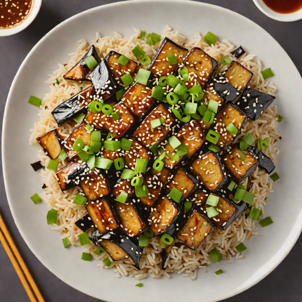 Miso-Glazed Eggplant Donburi with Green Onions and Sesame