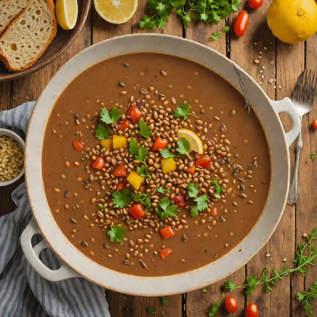 Slow-Simmered Greek Lentil Soup with Tomato and Lemon