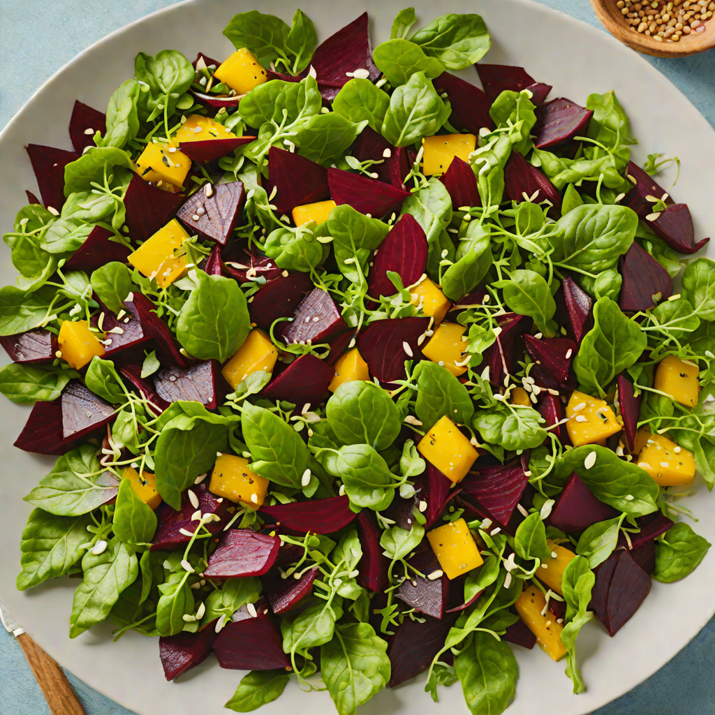 Veggie-Packed Beetroot and Warrigal Greens Salad with Finger Lime Vinaigrette