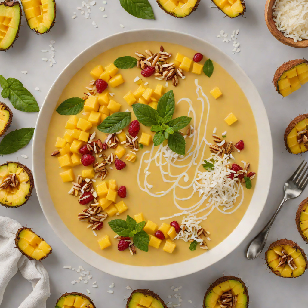 Mango-Pineapple Tropical Smoothie Bowl with Coconut Drizzle