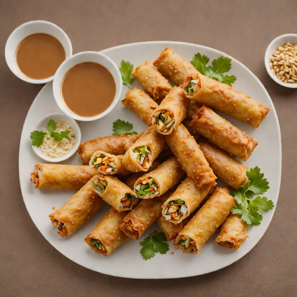 Pan-Fried Vietnamese Pork Egg Rolls with Peanut Dipping Sauce