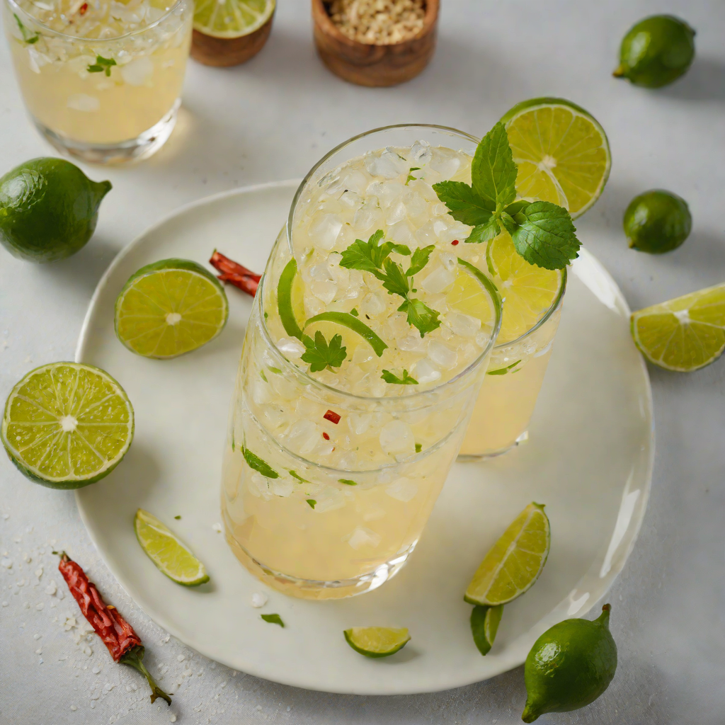 Ginger-Lime Fizz with Tequila and Chili Salt