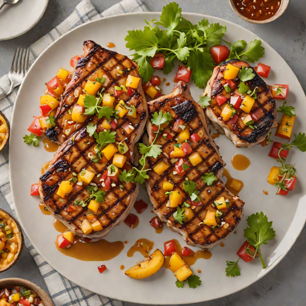 Whiskey-Glazed Grilled Pork Chops with Bourbon Peach Salsa