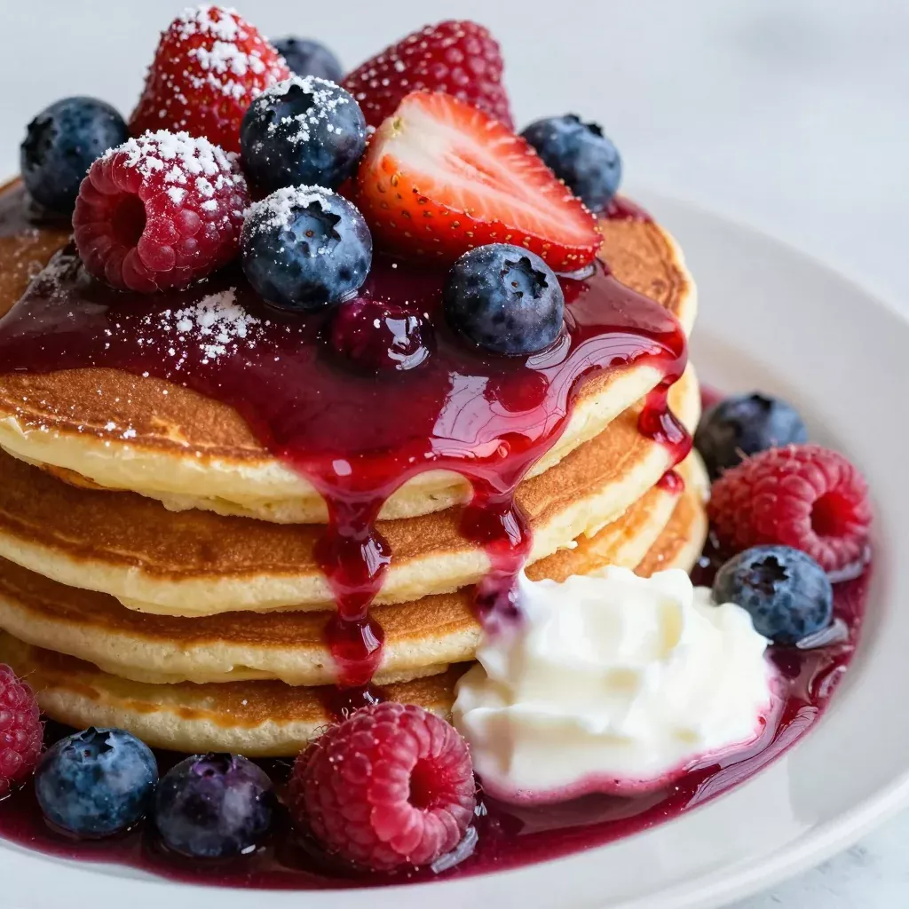 Maple-Glazed Sweet Potato Pancakes with Berry Compote