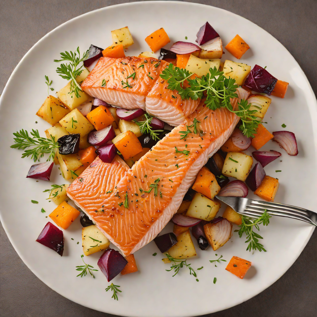 Pan-Seared Scottish Salmon with Roasted Root Vegetables