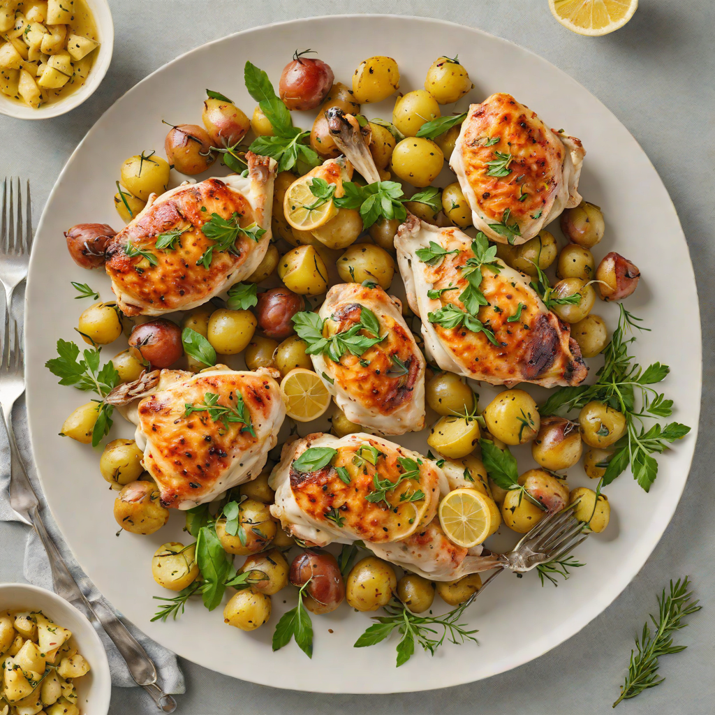 One-Pan Roasted Lemon-Tarragon Chicken with Baby Potatoes
