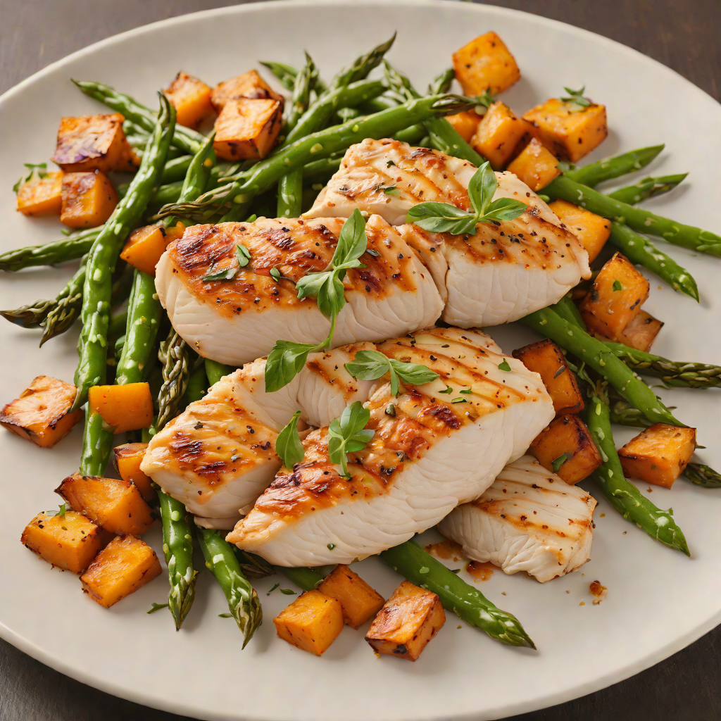 Pan-Seared Chicken Breast with Roasted Sweet Potato and Green Beans