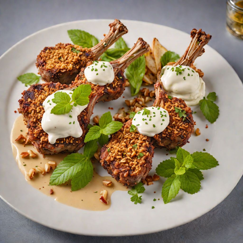 Macadamia Nut-Crusted Lamb Chops with Mint Yoghurt