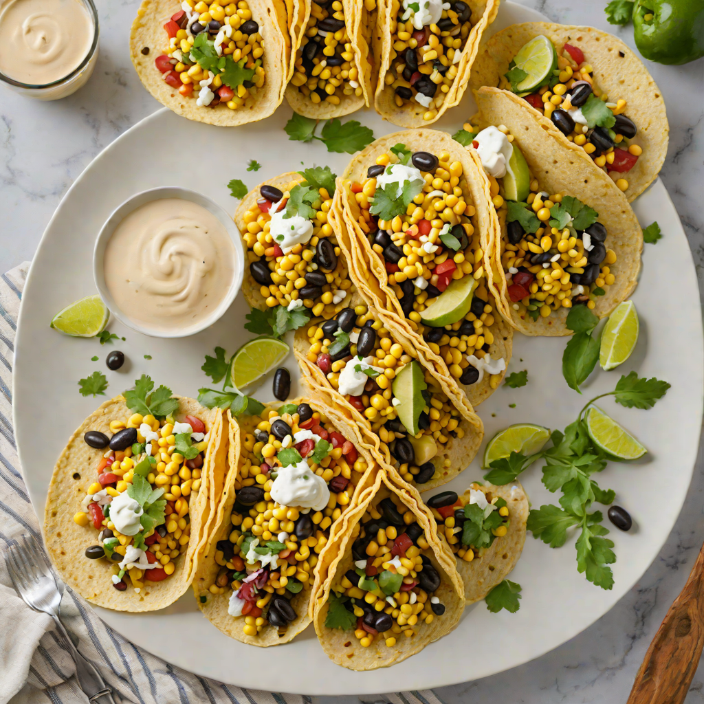 Skillet-Roasted Corn and Black Bean Tacos with Chipotle Lime Crema