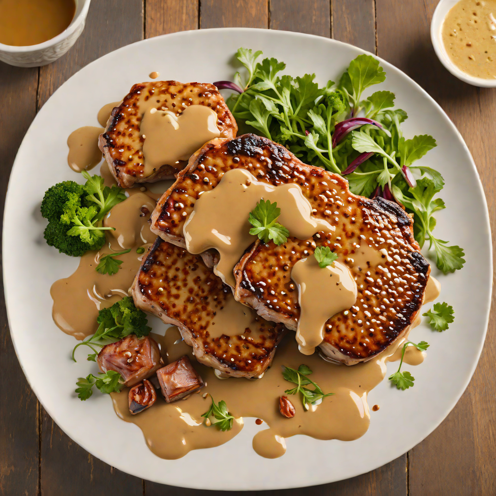 Whiskey-Glazed Pork Chops with Honey Mustard Pan Sauce