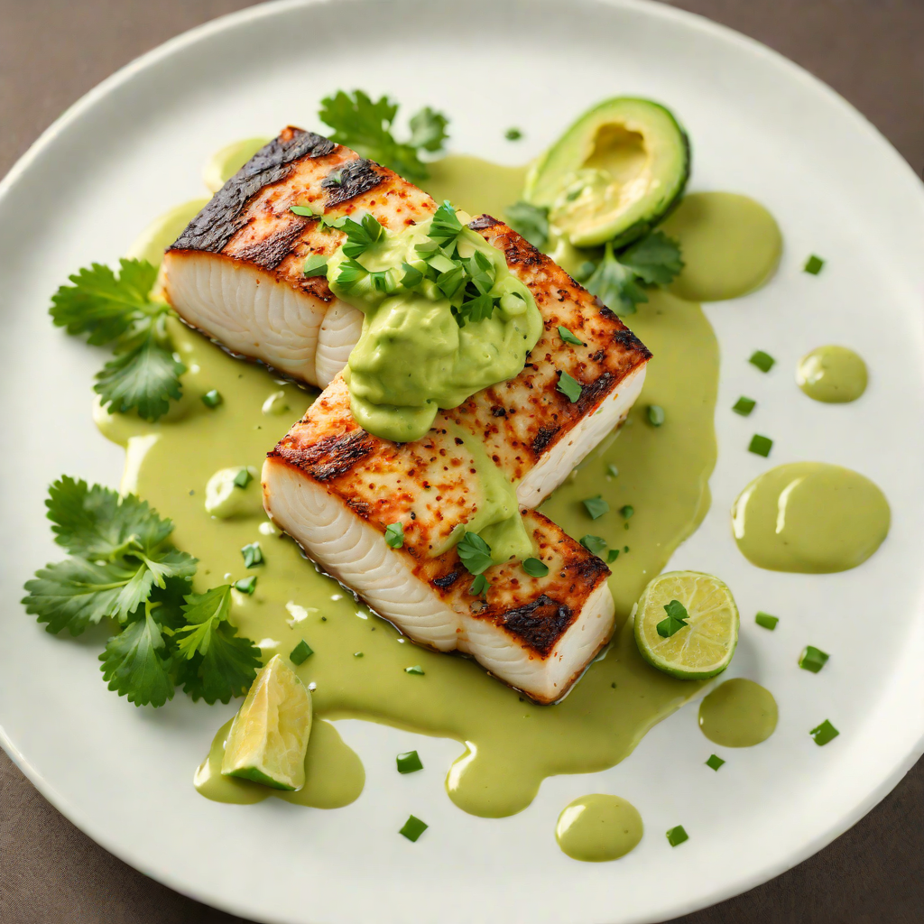 Pan-Seared Chilean Sea Bass with Avocado-Cilantro Sauce