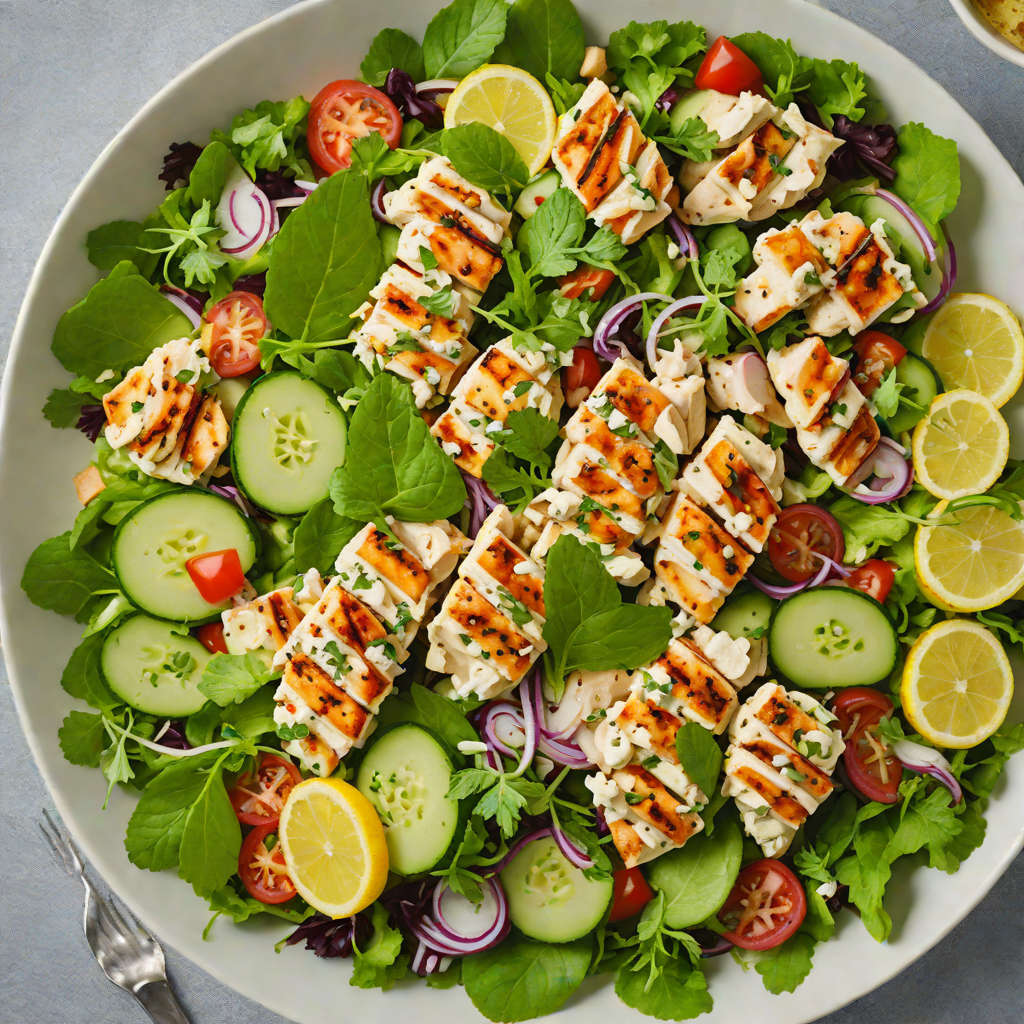 Grilled Lemon-Tahini Chicken Salad with Cucumber and Mint