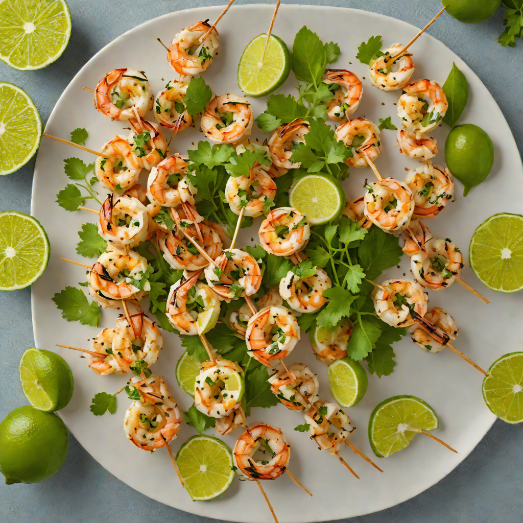 Cilantro and Lime Marinated Grilled Shrimp Skewers