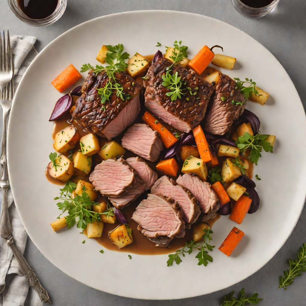 Slow-Cooked Wattleseed Lamb Shoulder with Roasted Root Vegetables