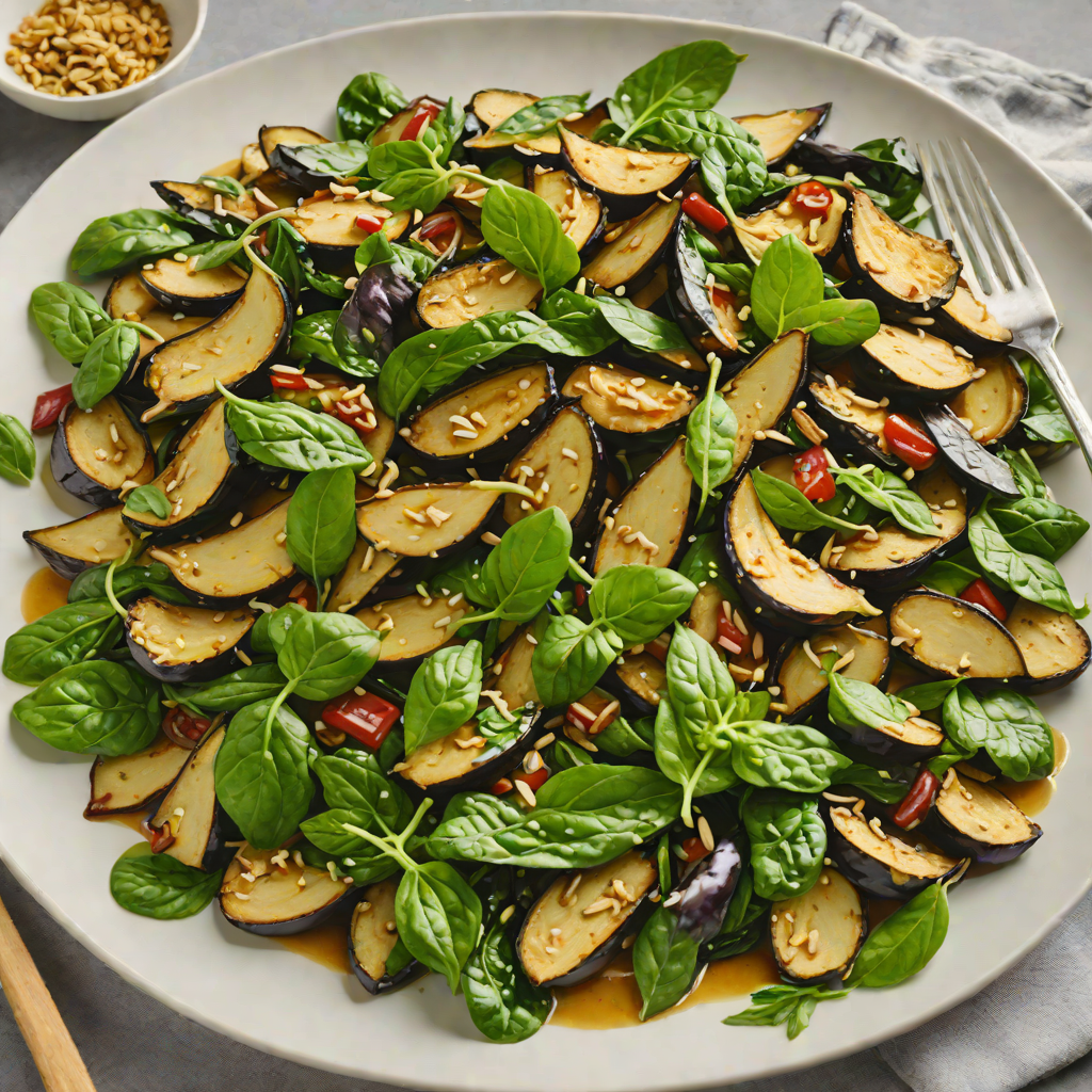 Eggplant and Spinach Stir-Fry with Garlic and Olive Oil