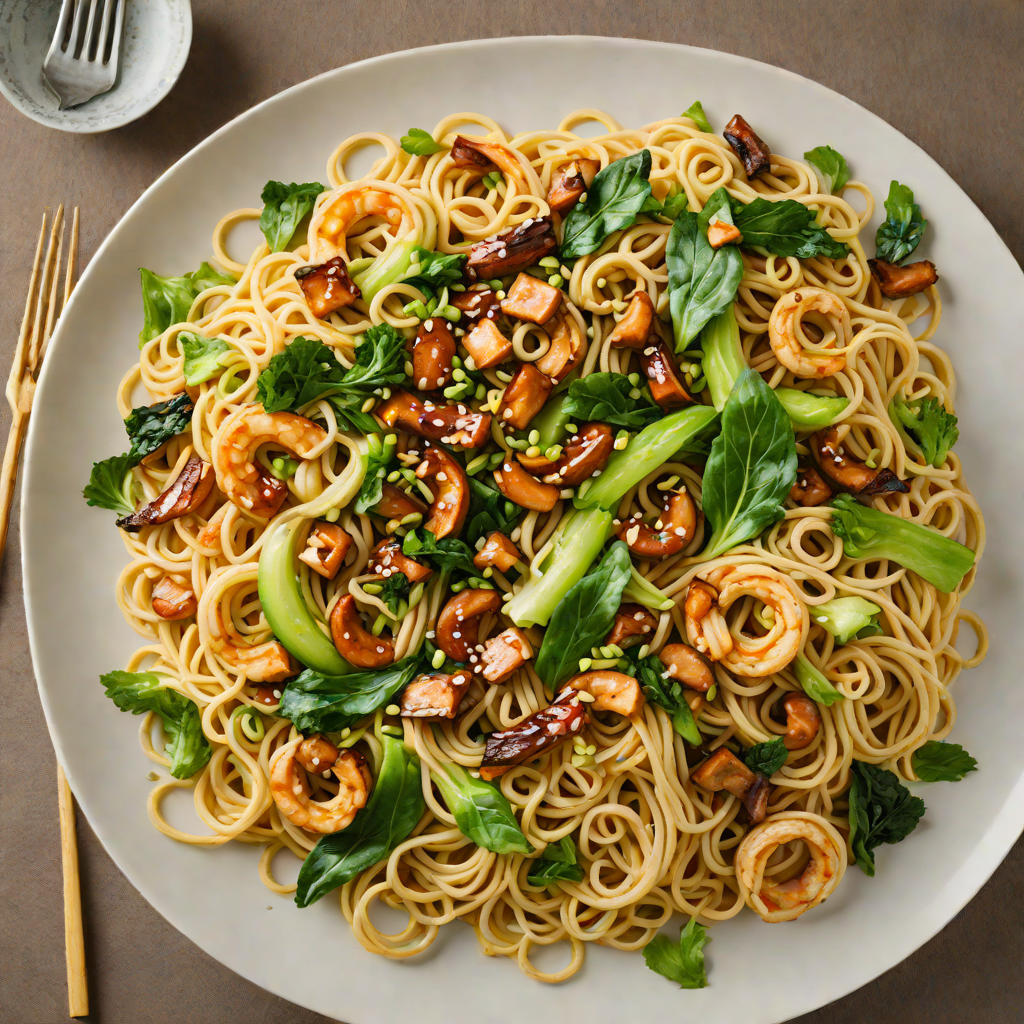 Quick Stir-Fried Udon Noodles with Shiitake and Bok Choy