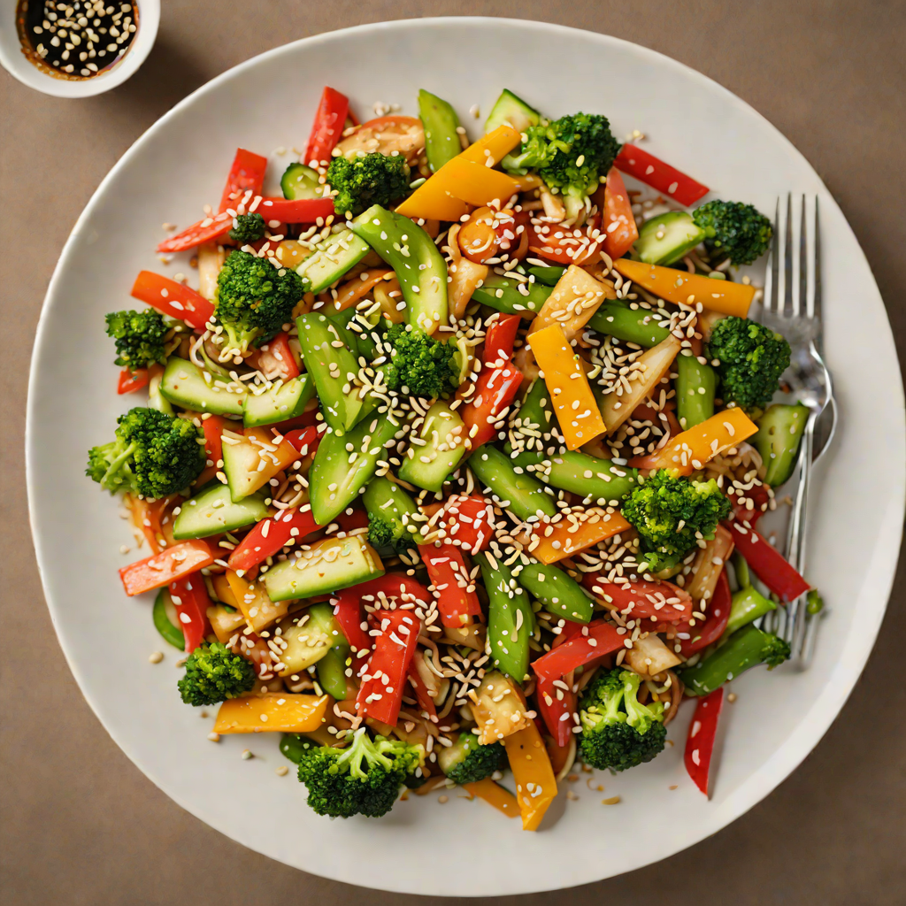 Vegetable Stir-Fry with Ginger-Soy Glaze and Sesame Seeds