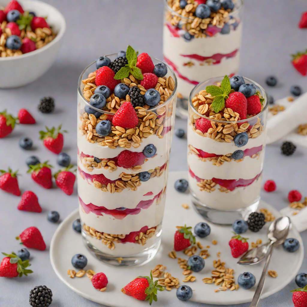 No-Bake Berry Yogurt Parfaits with Granola