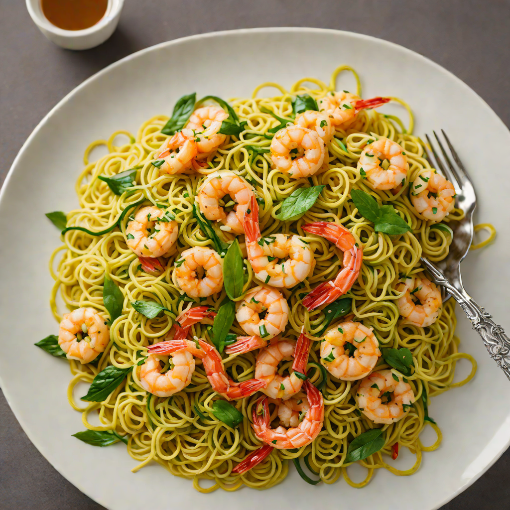 Zucchini Noodle Stir-Fry with Garlic Shrimp and Sesame