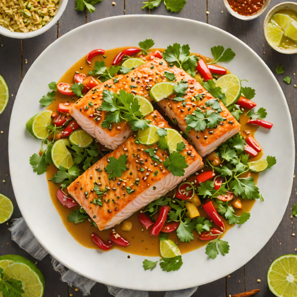 Pan-Seared Thai Sweet Chili Salmon with Cilantro Lime Sauce