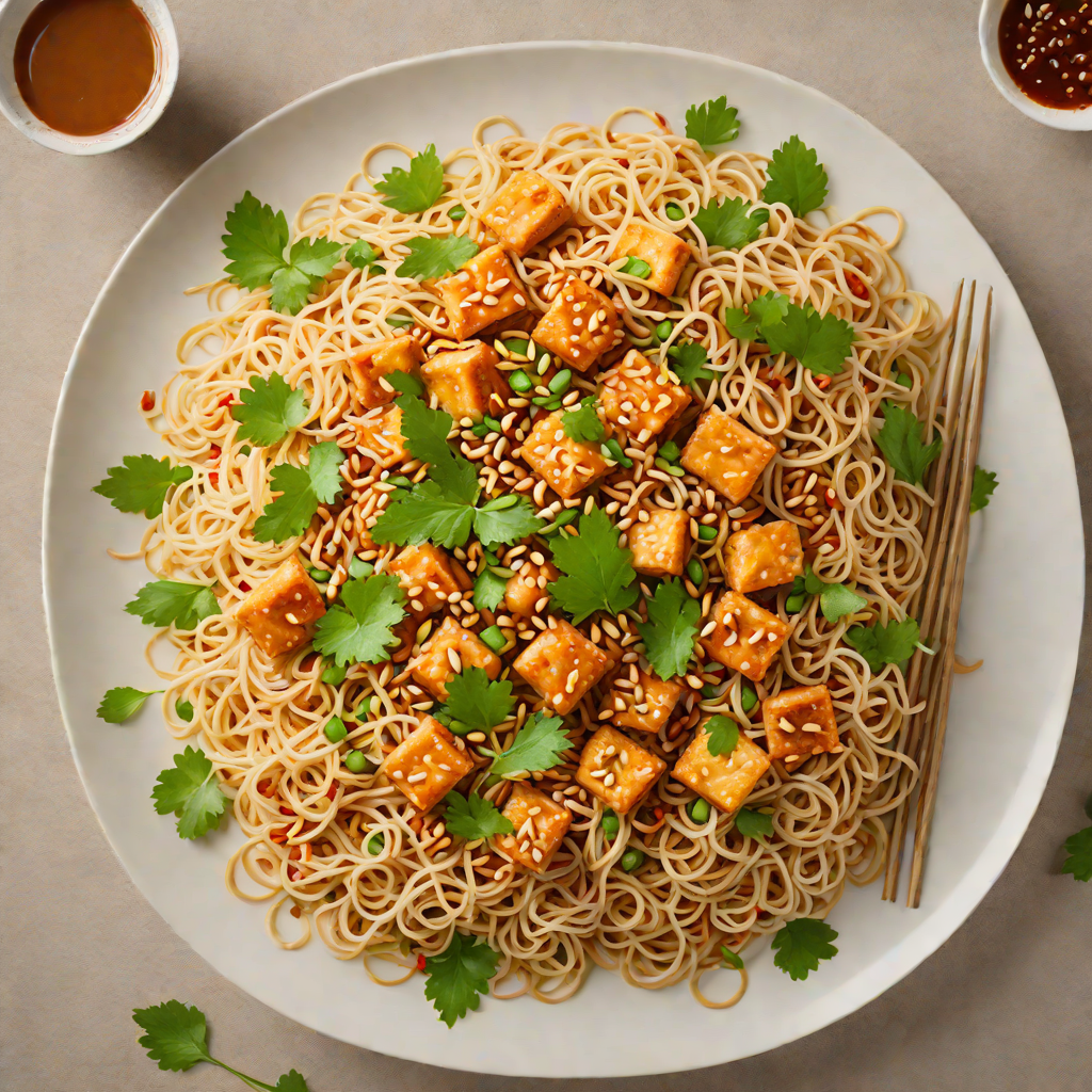 Vegetarian Stir-Fried Vermicelli with Tofu and Peanut Sauce