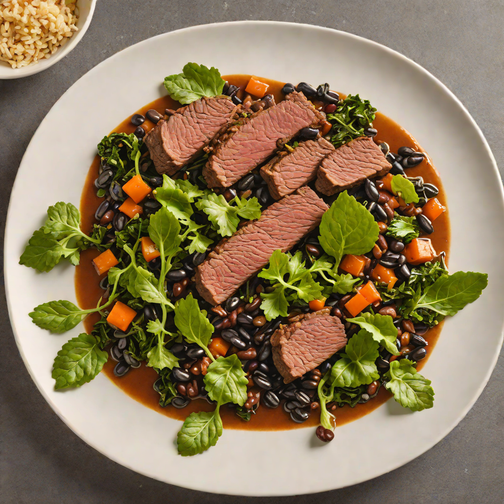 Slow-Cooked Beef with Black Beans and Collard Greens