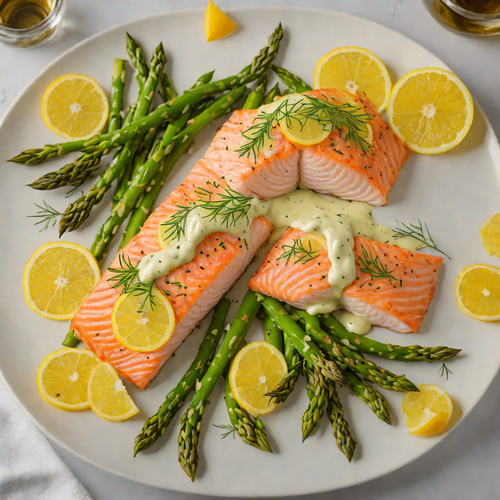 Pan-Roasted Salmon with Citrus-Dill Sauce and Asparagus