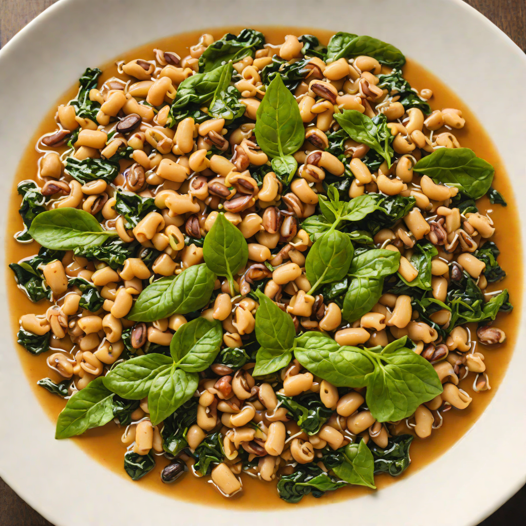 Stewed Black-eyed Peas with Palm Oil and Spinach