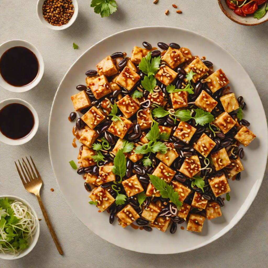 Stir-Fried Tofu with Ginger and Garlic in Spicy Black Bean Sauce