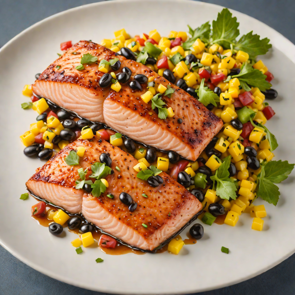 Pan-Seared Maple-Glazed Salmon with Corn and Black Bean Succotash