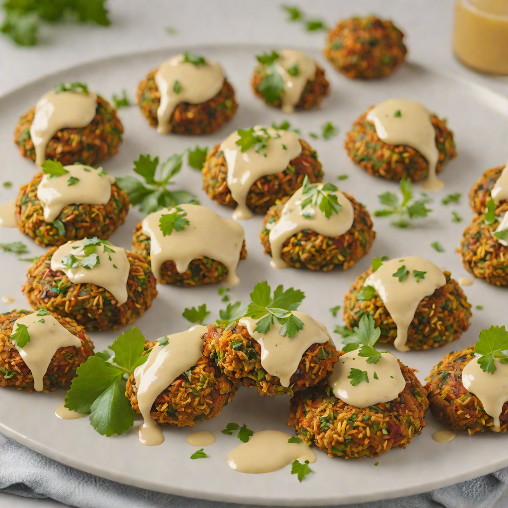 Baked Vegan Falafel Patties with Tahini Drizzle