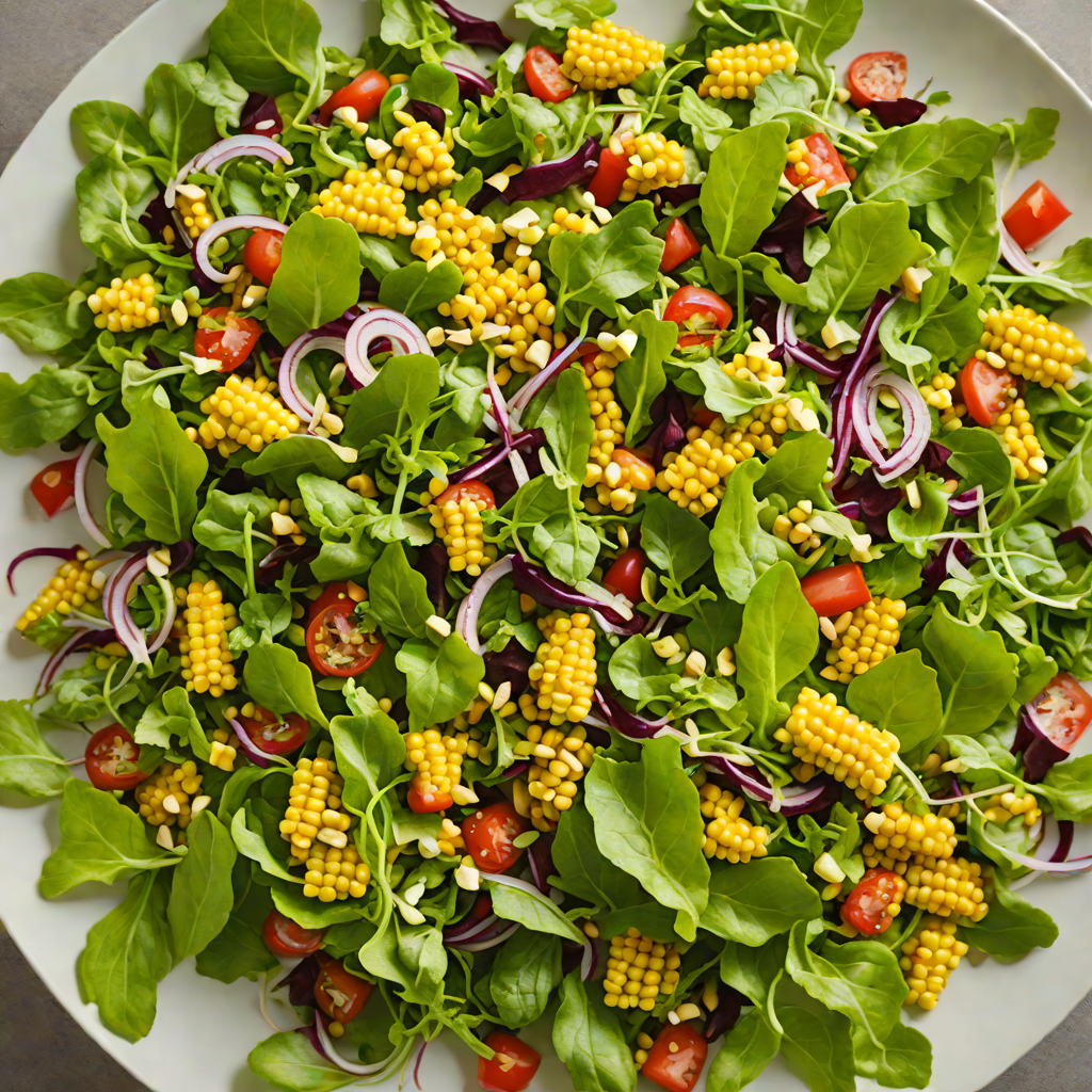Omaha-Inspired Mixed Greens Salad with Roasted Corn Vinaigrette